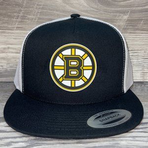 Boston Bruins 3D YP Snapback Flat Bill Trucker Hat- Black/ White